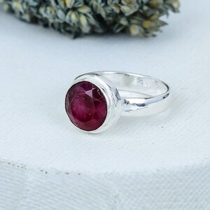 Handmade Natural Ruby Ring: 925 Sterling Silver Statement Ring