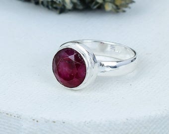 Handmade Natural Ruby Ring: 925 Sterling Silver Statement Ring