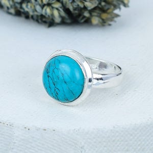 Natural Turquoise Ring: Sterling Silver Boho Gemstone Jewelry