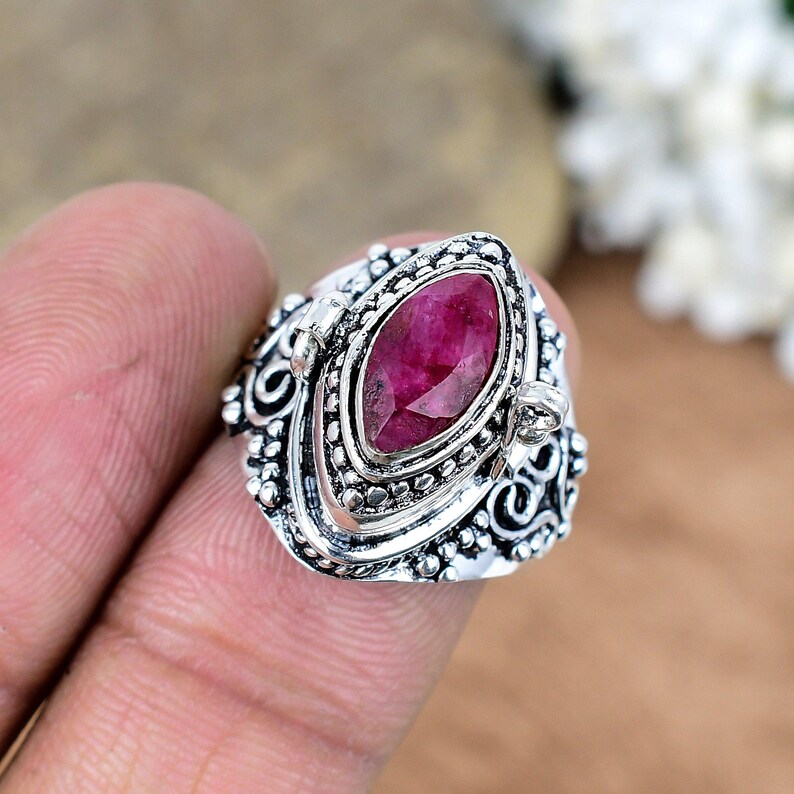 Handcrafted Sterling Silver Ruby Ring – Vintage Beaded Boho Jewelry - Etsy