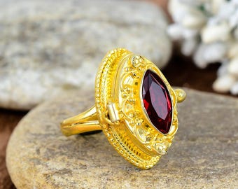 Handmade Sterling Silver Ruby Ring: Vintage Boho Design