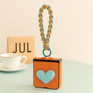 3D Love Heart Orange Phone Case with Weaving Rope for Motorola Razr