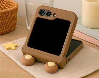 3D Bear Ears Phone Case with Hand Strap: Z Flip & Razr
