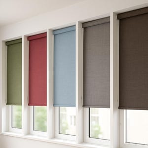 Roller Blinds Custom Size | Linen Look Fabric | Light Filtering | No Drill | Window Shades | Made to Measure