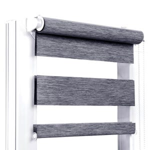 Custom Textured Zebra Roller Blinds Day and Night - Made to Measure Window Shades - No Drill Installation - Privacy Light Filtering Blinds