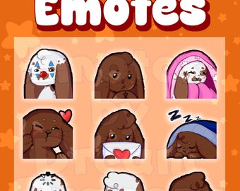 Emoticones de conejito lindos / Transmisor de Twitch, Discord y YouTube
