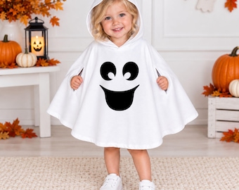 Geisterkostüm mit Kapuze für Kleinkinder, süßer Halloween-Poncho, Geisterkostüm für Kleinkinder, gruseliges Kostüm für die Halloween-Party