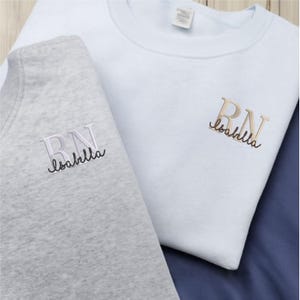 Embroidered Nurse Sweatshirt, Custom Rn Nurse Sweatshirt, Block Gemma Sweatshirt, Nursing School Shirt, Nurse Crewneck, Gift for Nurse