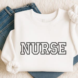 Embroidered Nurse Sweatshirt, Nursing Crewneck Sweatshirt, Registered Nurse Sweater, Nurse Pullover Hoodie, Nursing School Shirt, Nurse Gift