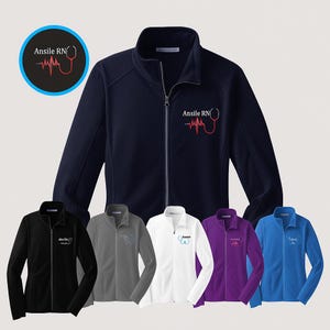 Custom Nurse RN Fleece Jacket, Personalized Medical Jacket, Full Zip Jacket For Women, Gift for Nurse, Physician Assistant, Doctor Jacket
