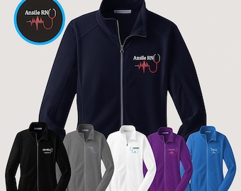 Veste polaire personnalisée pour infirmière autorisée, veste médicale personnalisée, veste avec fermeture éclair pour femme, cadeau pour infirmière, assistant médical, veste de médecin