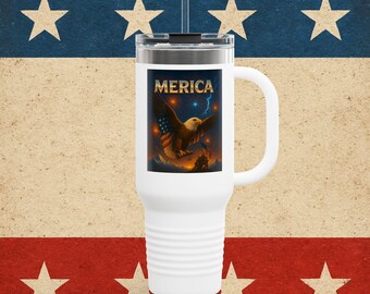 Patriotic Insulated Travel Mug, 40oz - Perfect for Summer Picnics, 4th of July BBQs, Outdoor Adventures, Gifts for Mom, Coffee Lover&#39;s [...]