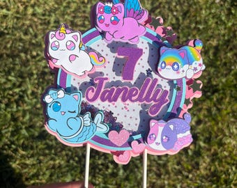 Adorno para pastel con agitador de Aphmau Meemeows