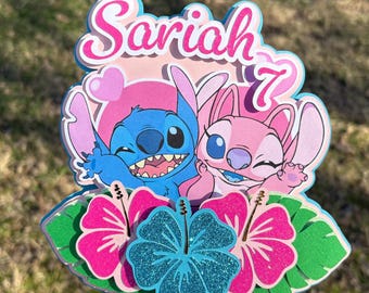 Stitch & Angel cake topper