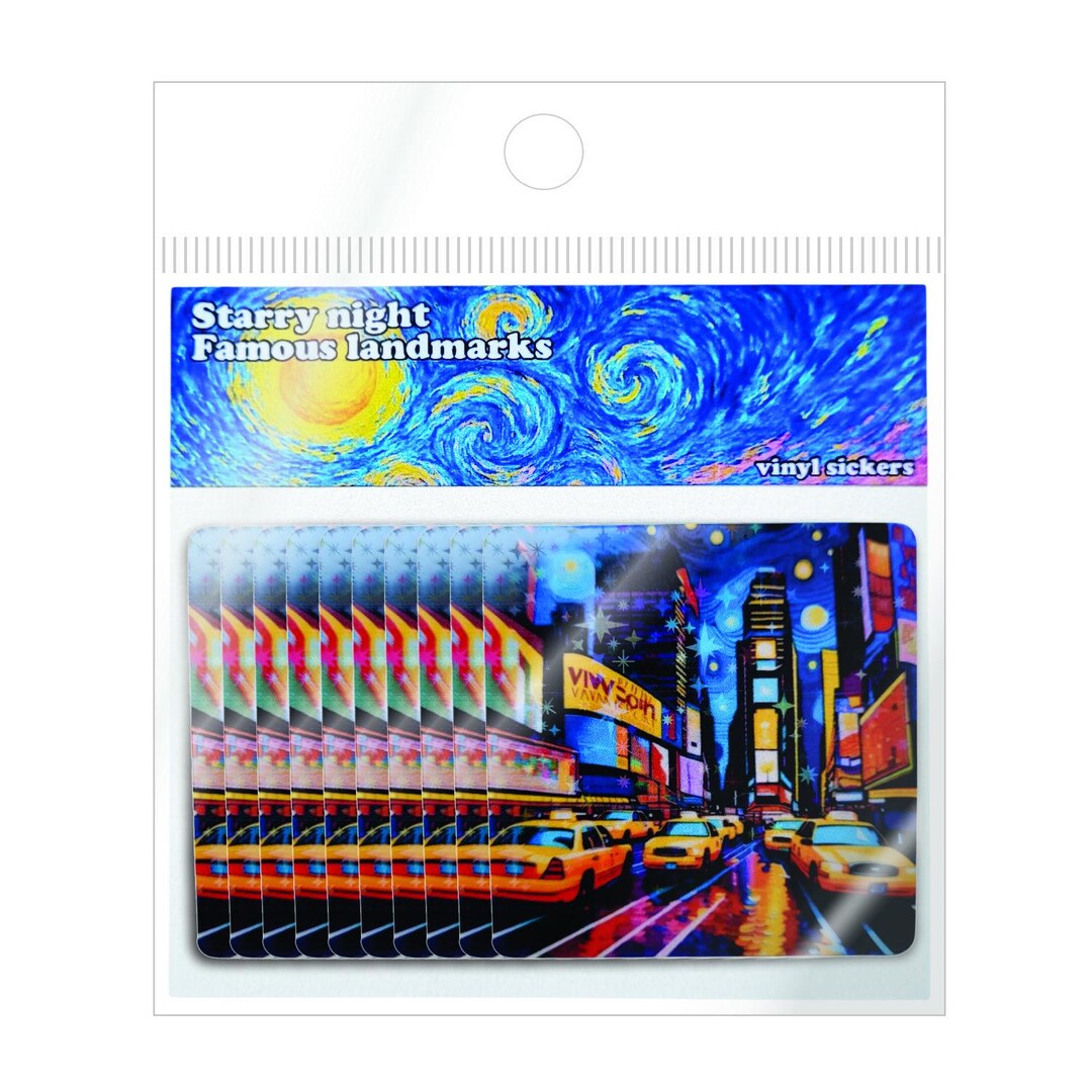 Times Square Sticker Starry Night New York Times Square Stickers, Rainbow Finish (pack of 10 ...