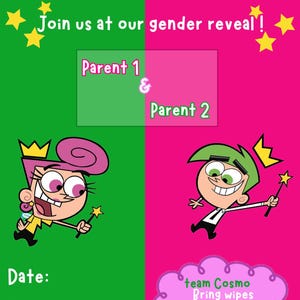 Fairly Oddparents Gender Reveal-uitnodiging