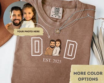 Custom Photo Comfort Colors T-Shirt: Personalized Dad Portrait