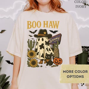 Comfort Colors Boo Haw Shirt: Funny Ghost Cowboy Halloween Tee