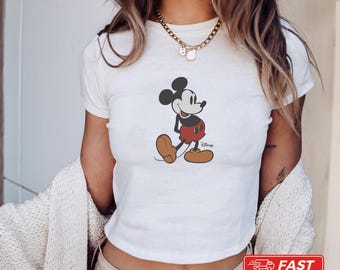Vintage Mickey Mouse Baby Tee - Retro Disneyland Crop Top