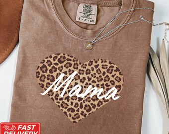 Comfort Colors Leopard Mama Shirt: Retro Mom T-Shirt