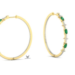 14k Gelbgold Ohrring, Hoop Ohrring, Damen Ohrring, Ohrläppchen Ohrring, Hochzeit Verlobung Ohrring, Mädchen Ohrring, Unisex Lab Diamant Ohr Pin