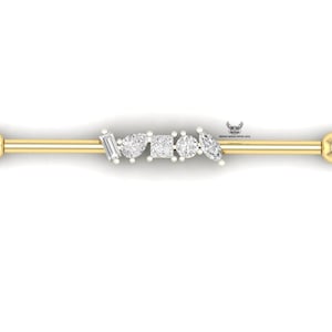 Lab Grown Diamond Industrial Barbell: 14k Gold Anti Helix Piercing