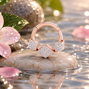 Bague de nez de luxe en rubis et diamants de laboratoire, or, bijou de mariée