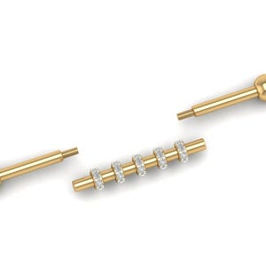 Natural Diamond Industrial Barbell: 14k Yellow Gold Anti Helix Piercing