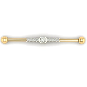 Lab Grown Diamond Industrial Barbell: 14k Gold Anti Helix Piercing