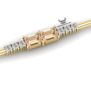 14k Gold Emerald Industrial Barbell Piercing: Lab Grown Diamond Scaffold Earring