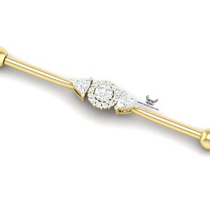 Lab Grown Diamond Trillion Industrial Barbell: 14k Gold Anti Helix Piercing