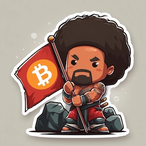 Bitcoin Dwayne "The Rock" Johnson Sticker - Glanzende vinyl Kiss-Cut Sticker (3x4")