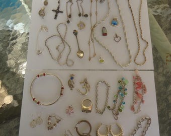 Vintage Sterling and Sterling Accent Jewelry Lot, 46 Pieces Not Scrap