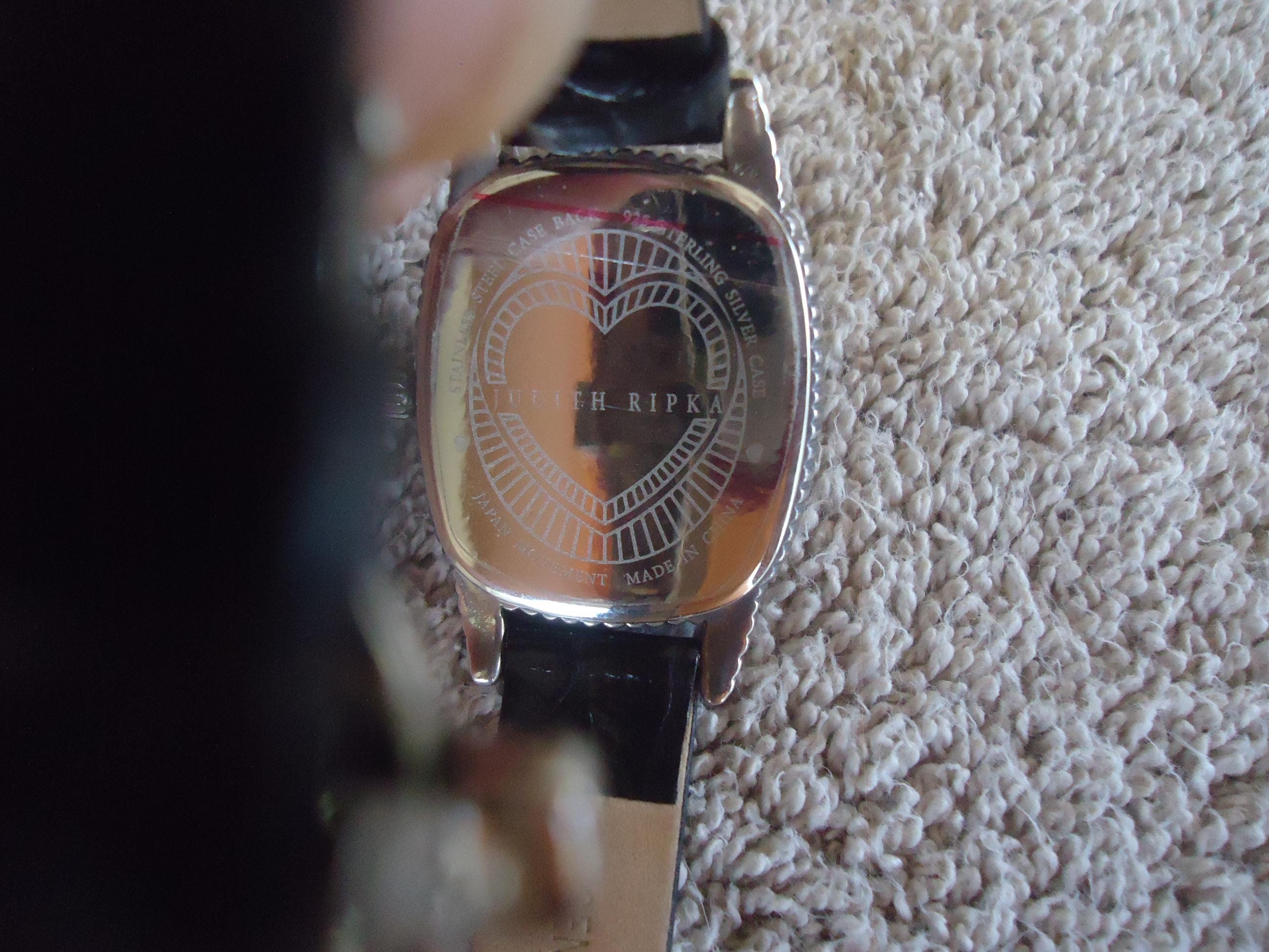 Judith Ripka Watch - Sterling Silver Case Black Leather Band Judith Ripka Mother-Of-Pearl Silver-Tone Black Saffiano  main image 3
