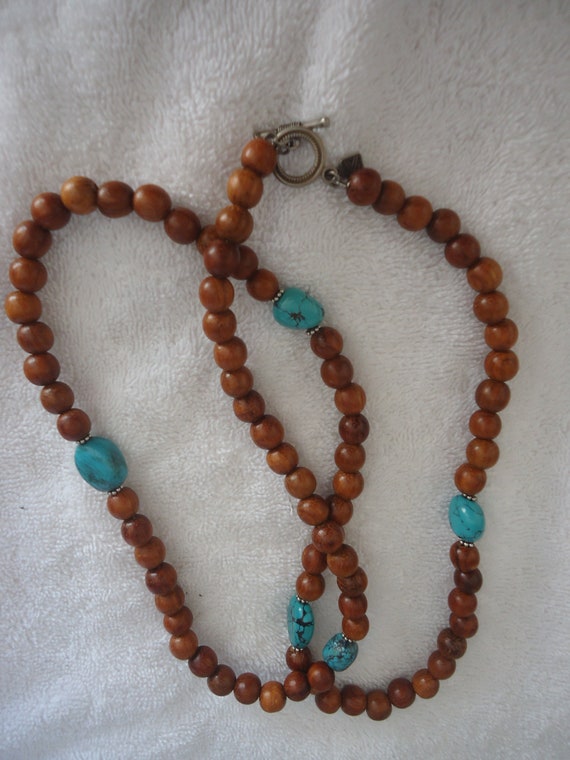Silpada N1355 Wood, Turquoise and Sterling Silver 