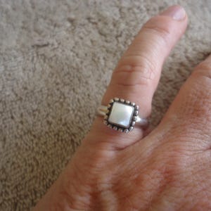 SILPADA R1617 Sterling Button Pearl Dot Frame Ring, Size 6