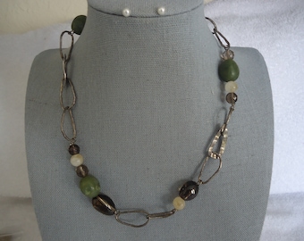 Silpada N1218 Sterling Silber, Rauchquarz, Citrin und Jade Halskette, 45 cm Lang