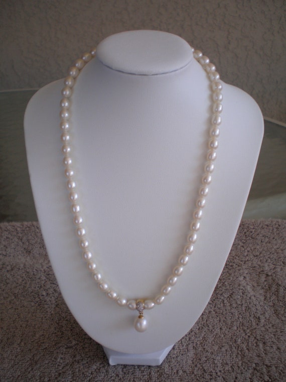 White Freshwater Pearl Necklace with 14k Clasp and