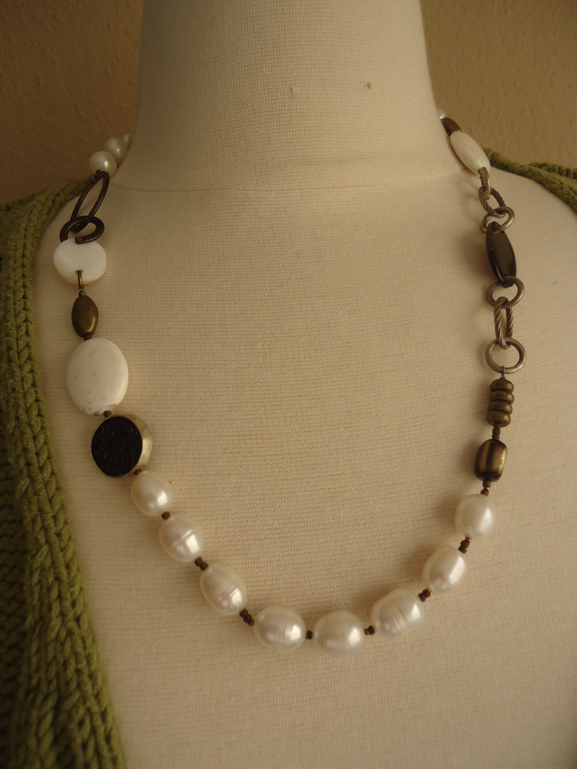 Silpada Pearl Brass \u0026 Brown Lip Shell 