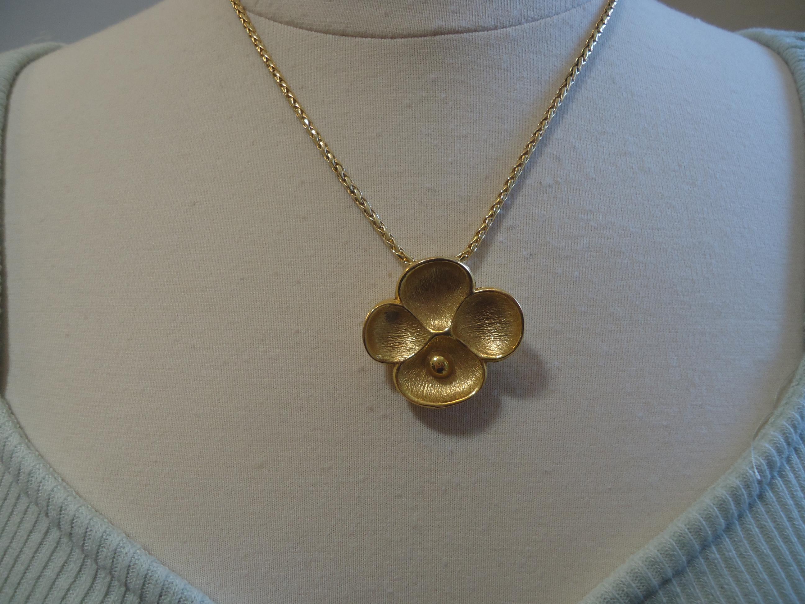 アクセサリー Oscar de la Renta Scented Pendant Parfum Vintage Oscar De La Renta Gold Tone Flower Perfume Diffuser