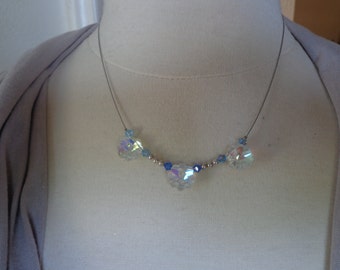 Artisan Illusion Style 17" Necklace w/ Swarovski Crystals and Sterling Silver Beads