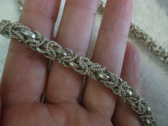 Heavy Unisex  Byzantine 24" Sterling Silver Chain… - image 4