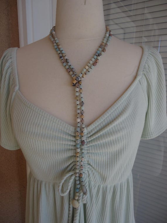 60" Matte Amazonite Lariat Necklace