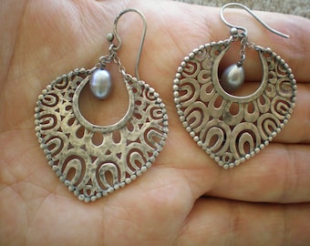 Silpada W1813 Earrings, Filigree and Pearl Drop