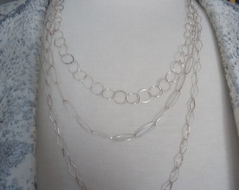 Set of 3 Light Weight Sterling Silver Chain Necklaces, 16 Grams Total