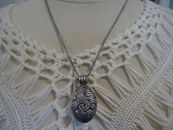 Silpada Sterling Silver Scroll Locket Pendant, En… - image 1