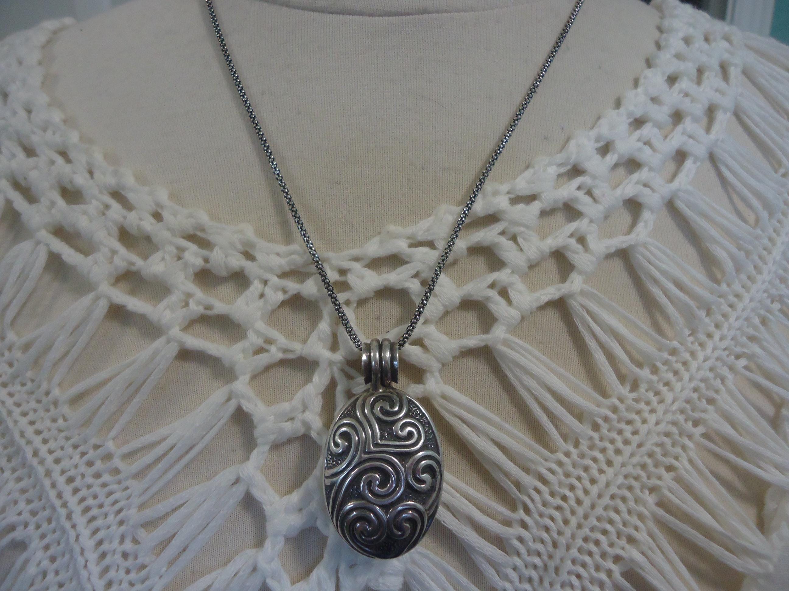 Silpada Sterling Silver Scroll Locket Pendant, Engravable  Silpada Oval Scroll Necklace main image 0