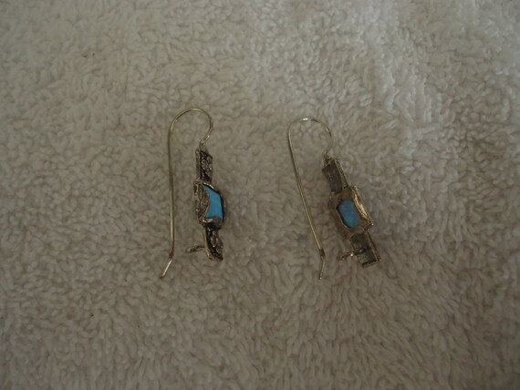 Opal Pierced Earrings, Sterling Silver Dangle Sty… - image 3