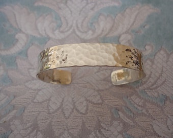 Sterling Silver Unisex Hammered Cuff Bracelet, 24 Grams