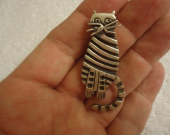 Silpada Sterling Cat Brooch, Pre Logo, Rare